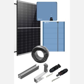 Komplet 8,4 KWp Solplanet Solcelleanl�g til tegltag med 7,68 KWp Batteri 